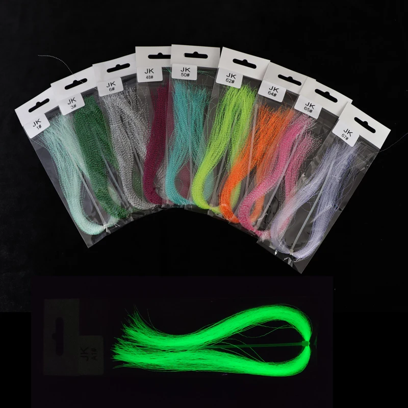 JK MAGIC TINSEL Glow Fishing Line Fly Fishing Thread Strand String Line Tying DIY Crystal Flash Line