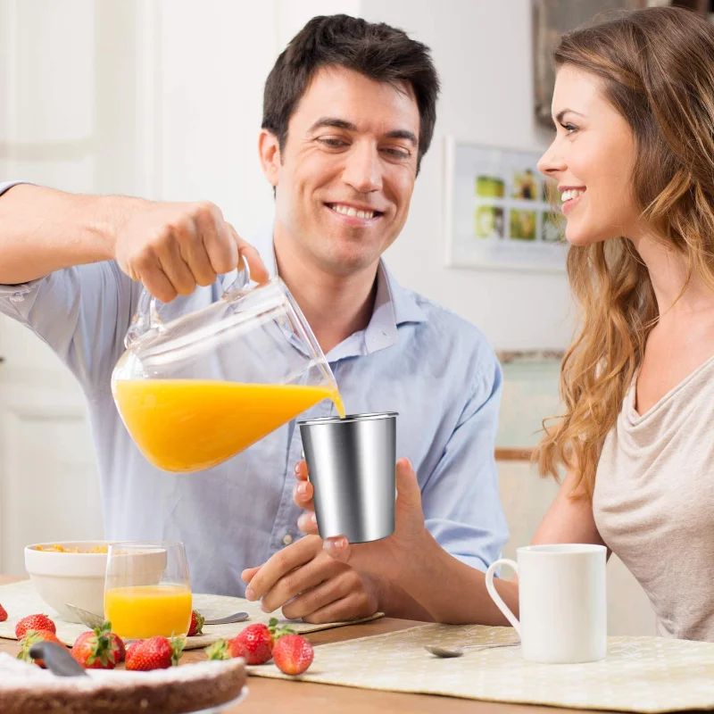 
Stainless Steel Cups dishwasher safe Shatterproof Pint Cup Tumblers Lightweight Metal Drinking Glasses (20,16,12,10, 8, oz) 