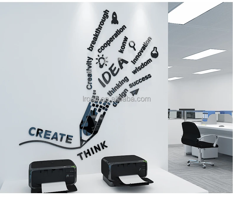 Office inspirational wall decoration sticker company corporate culture creative learning 3D three-dimensional text