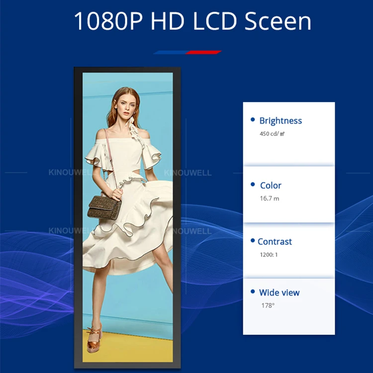 
Custom 13.3 27 37 38.5 40.6 49 58 Inch Ips Digital Poster Stretch Bar Lcd Shelf Display Screen 4K 