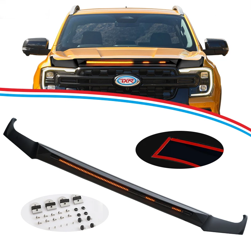 bug shield hood protector bonnet guard light for ford ranger t9 bonnet guard 2022 2023