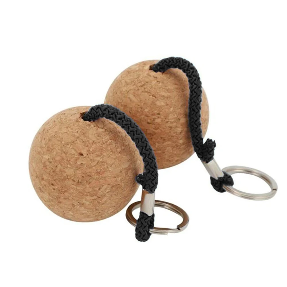 Custom Logo Printed Round Cork Ball Keychain Blank Floating Wooden Keychain