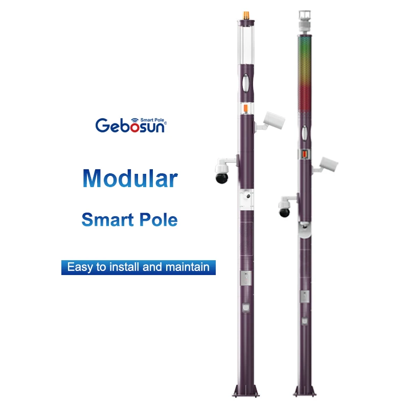 Gebosun IP65 Waterproof High Quality Multi-Function Smart City Pole System CCTV Camera Smart Street Lighting Pole