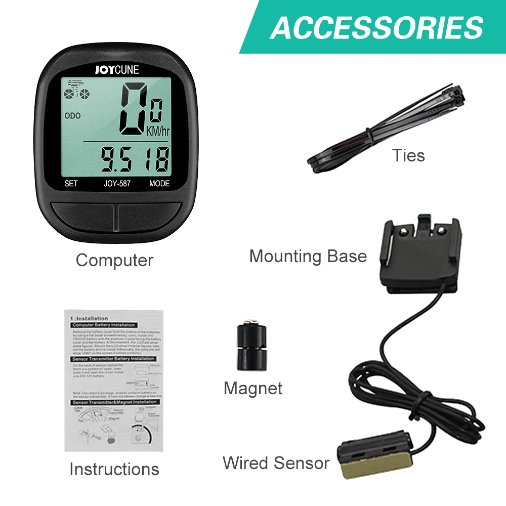 Bike Computer Bicycle Waterproof Wired Speedometer and Odometer Stopwatch Cycle Bike Computer with LED Display for Outdoor Cycle