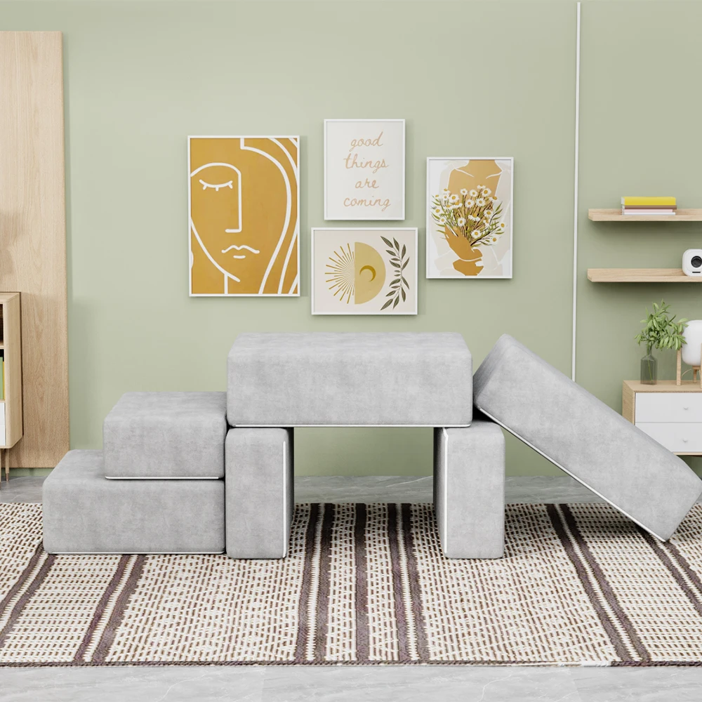 2022 manufactories hot selling customized home soft play fort couch set Safety Building Blocks High Density Foam Sofa