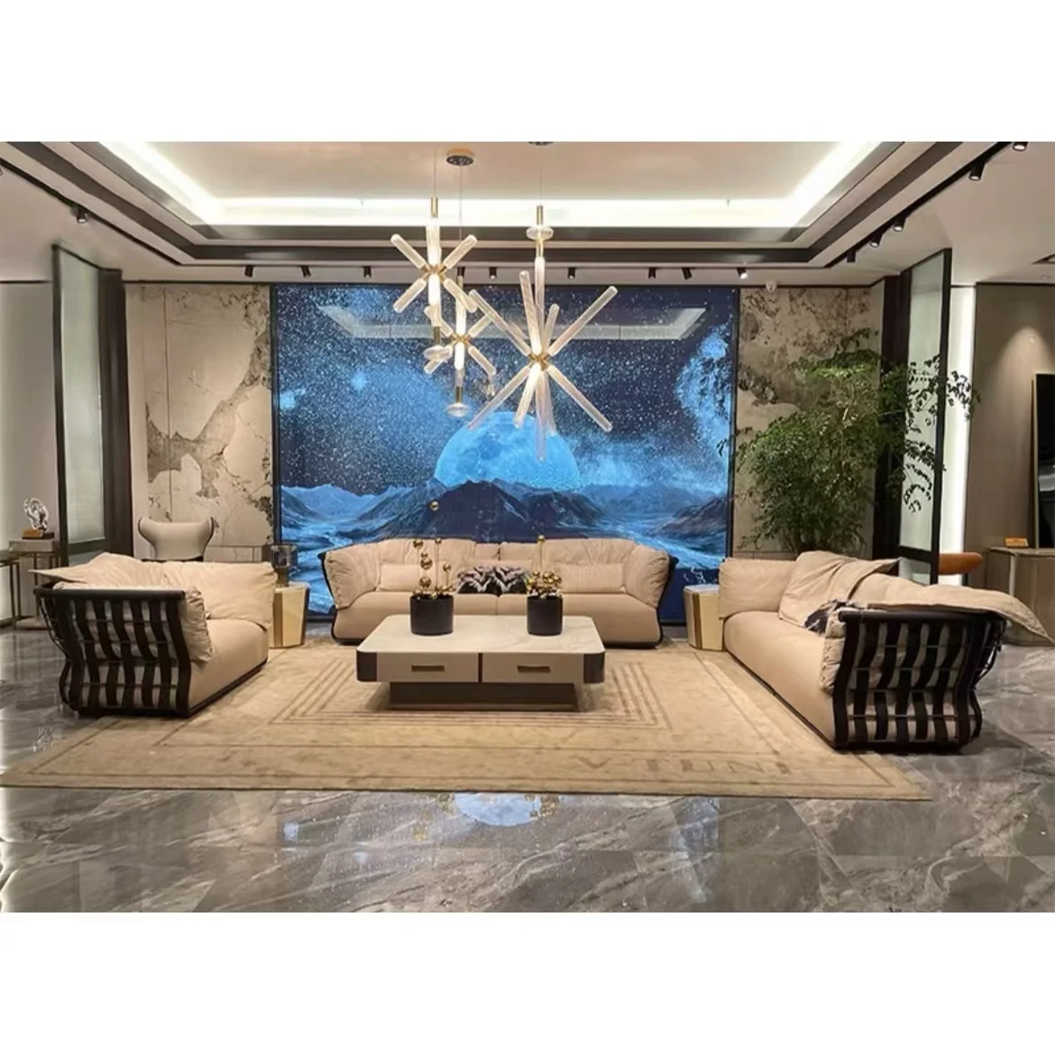 2024 Custom Made Relax Innovation Unique Design Sofa Leather Luxury Handmade Furniture Artistic Sets