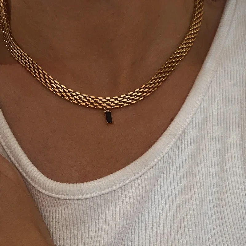 2023 European and American Stainless Steel Necklace Personality Name Letter JESUS Cross Jewelry Believer Religious Necklace