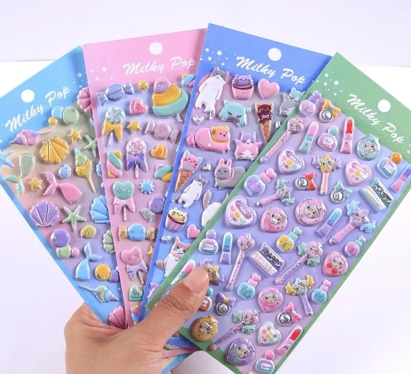 Sweet Candy Food Custom Stickers Ice Cream Cake Stickers 3D Cartoon Kids Self-adhesive DIY Stickers