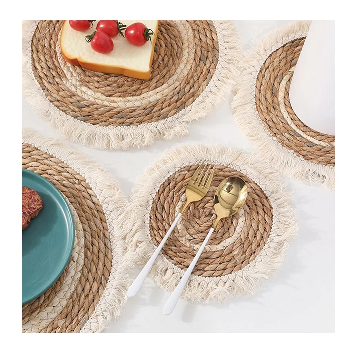 Custom wholesale table mats sets rattan wedding placemats woven placemats for dining table