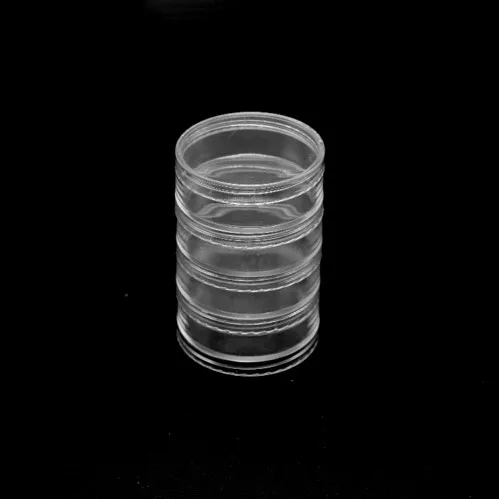 21832 4 pcs 70mm small Round Clear Plastic Stackable bead Jewelry nail storage boxes