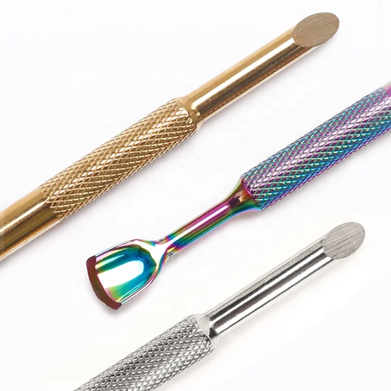 New double ended Nail pusher horseshoe large size ail remover tool multicolor Stainless steel bevel manicure Nail cuticle Pusher