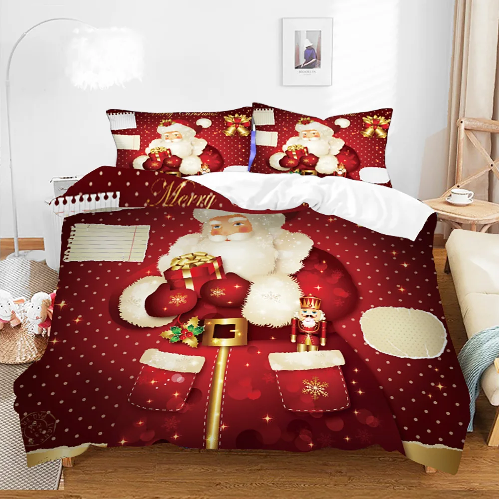 AOYATEX Christmas Cartoon Anime Digital Printing Microfiber Bed Sheet Set Christmas Crib Bedding Set