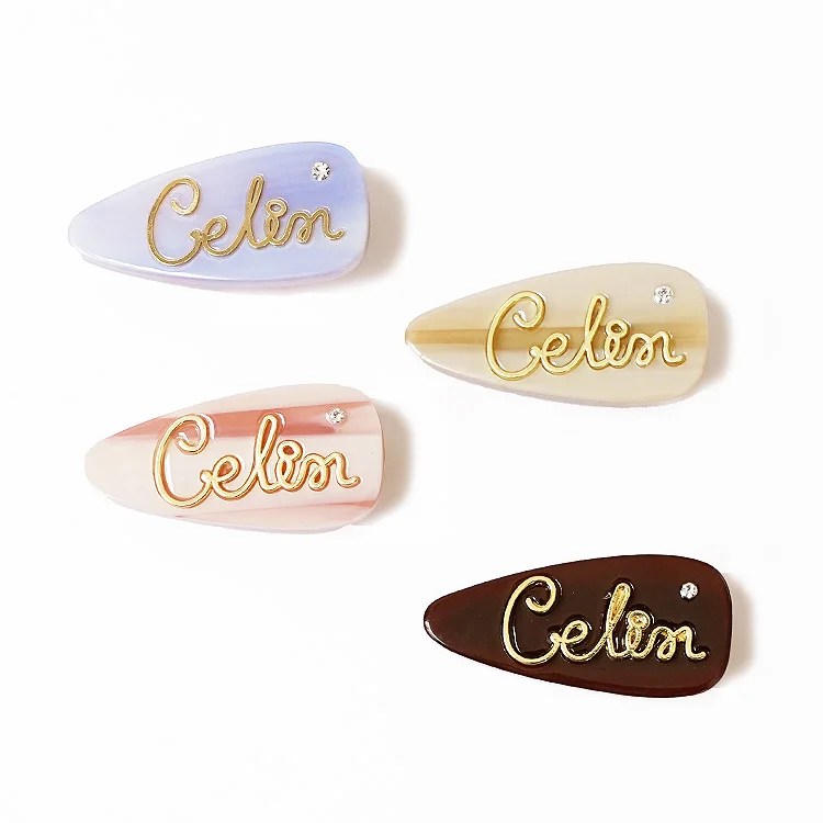 YIYI factory wholesale acetate hair clips pins  letter hair clip cute hairpin rhinestone hair accessories for girls