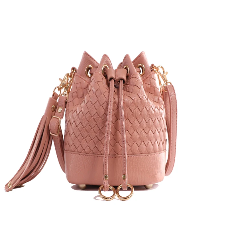 
Fashion Weave Bucket Bags Women Woven Drawstring Bucket Bag Classic Ladies Crossbody Handbag For Daily Life 