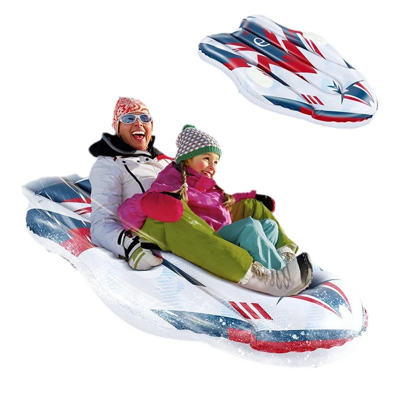 Durable Inflatable Hard Bottom Ski Tubes and Sledges for Adults and Children Winter Outdoor Plastic and Rubber Ski Rings