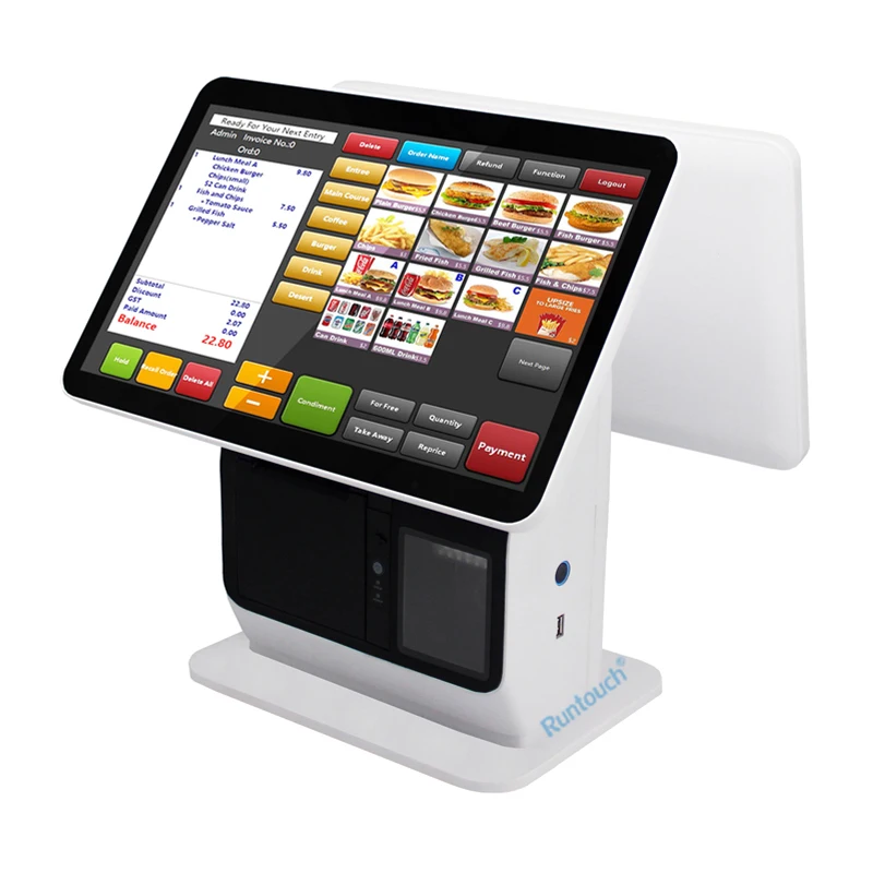 QR Code Display Terminal Restaurant fast food all in one automatic touchscreen cash smart self order kiosk restaurant