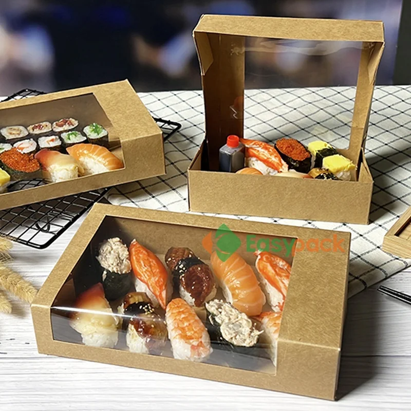 Food grade brown kraft paper dessert take away food packaging box