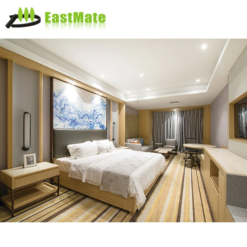 Alibaba Supplier 5 Star Hotel Luxury Bedroom Set Suites Furniture for Sale Modern Contemporary Panel Hotel King Size Bedroom