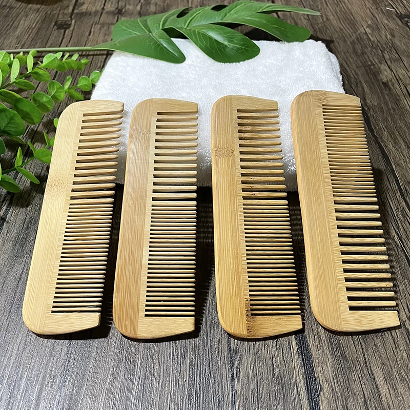 Eco-Friendly Biodegradable Natural Bamboo Wide Tooth Hair Comb Custom Logo Bamboo Wooden Combs