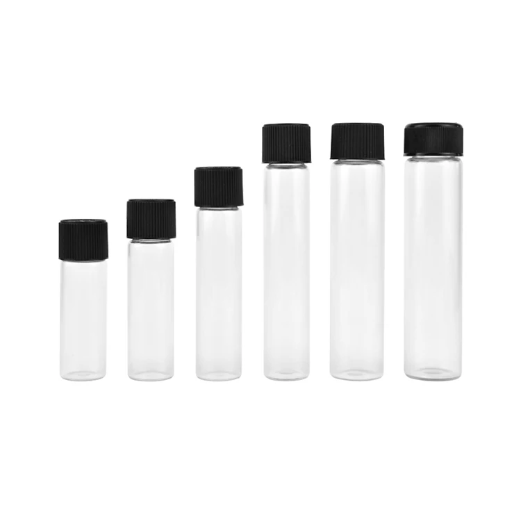Wholesale Good Grade Shape Saffron Jar Safty Big Borosilicate Glass Tube With Black Lid