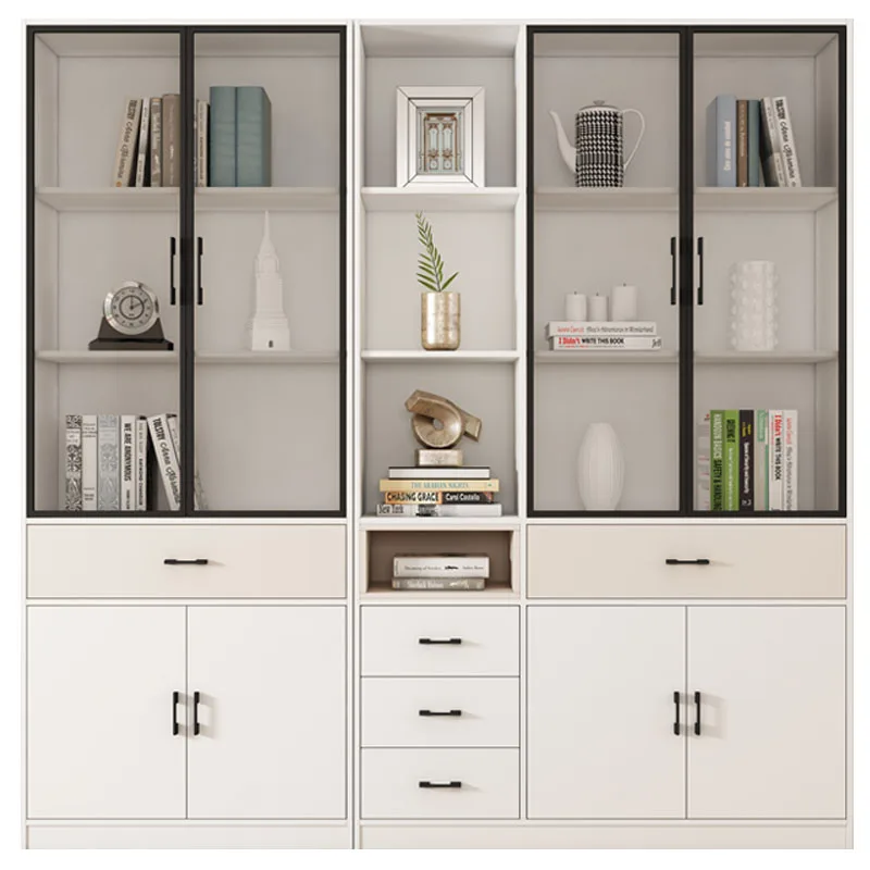 Mdf Library Large Bookcase Modern Luxury Living Room Furniture Commercial Bookshelf Design With Storage