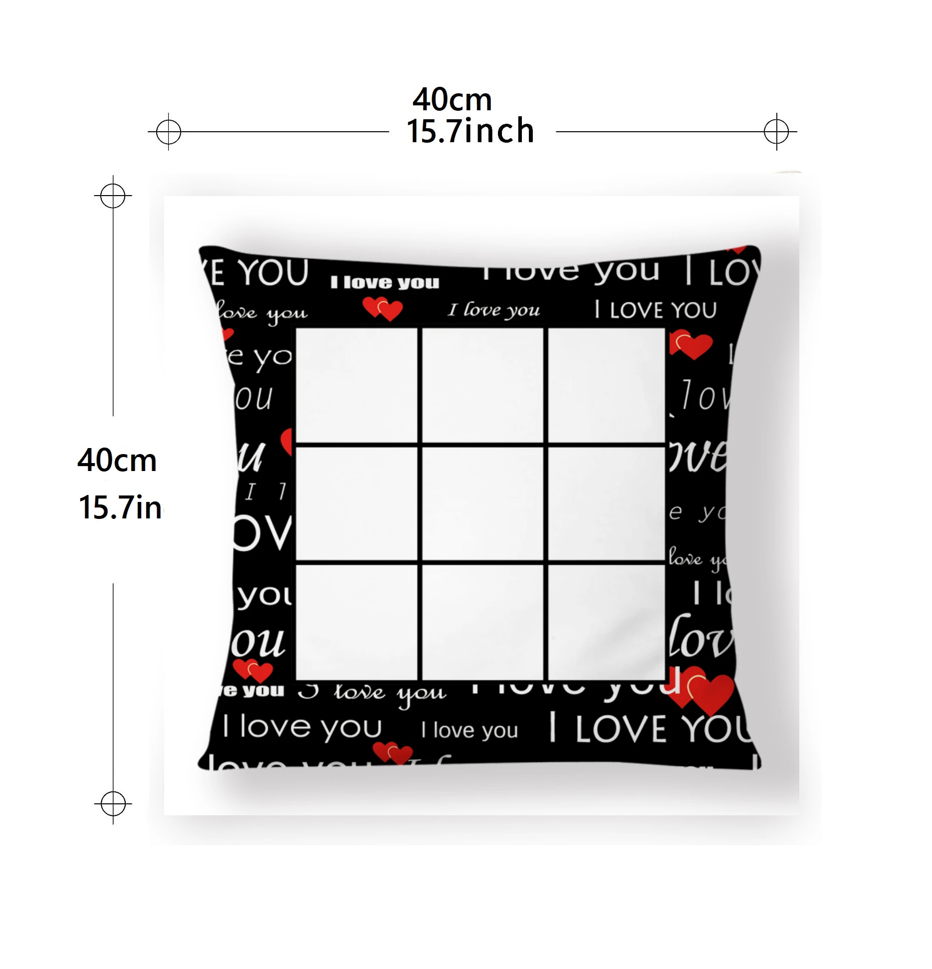 Sublimation Blank Pillow Case DIY Polyester Heart&9 Panels Design Cushion Cover Heat Transfer Printing Throw Pillowcase For Sofa