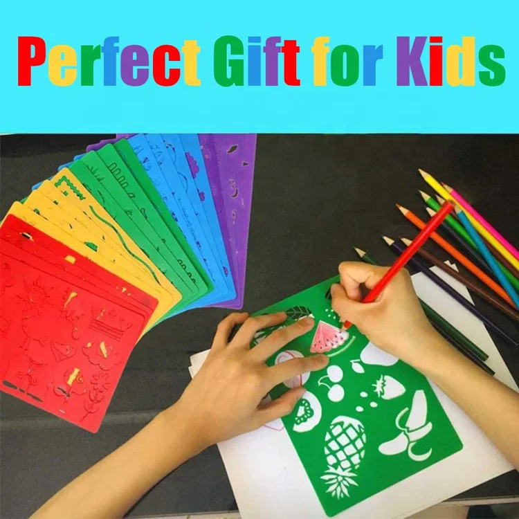 Пластиковый шаблон для рисования с сотнями разных узоров, набор трафаретов для детского рисования