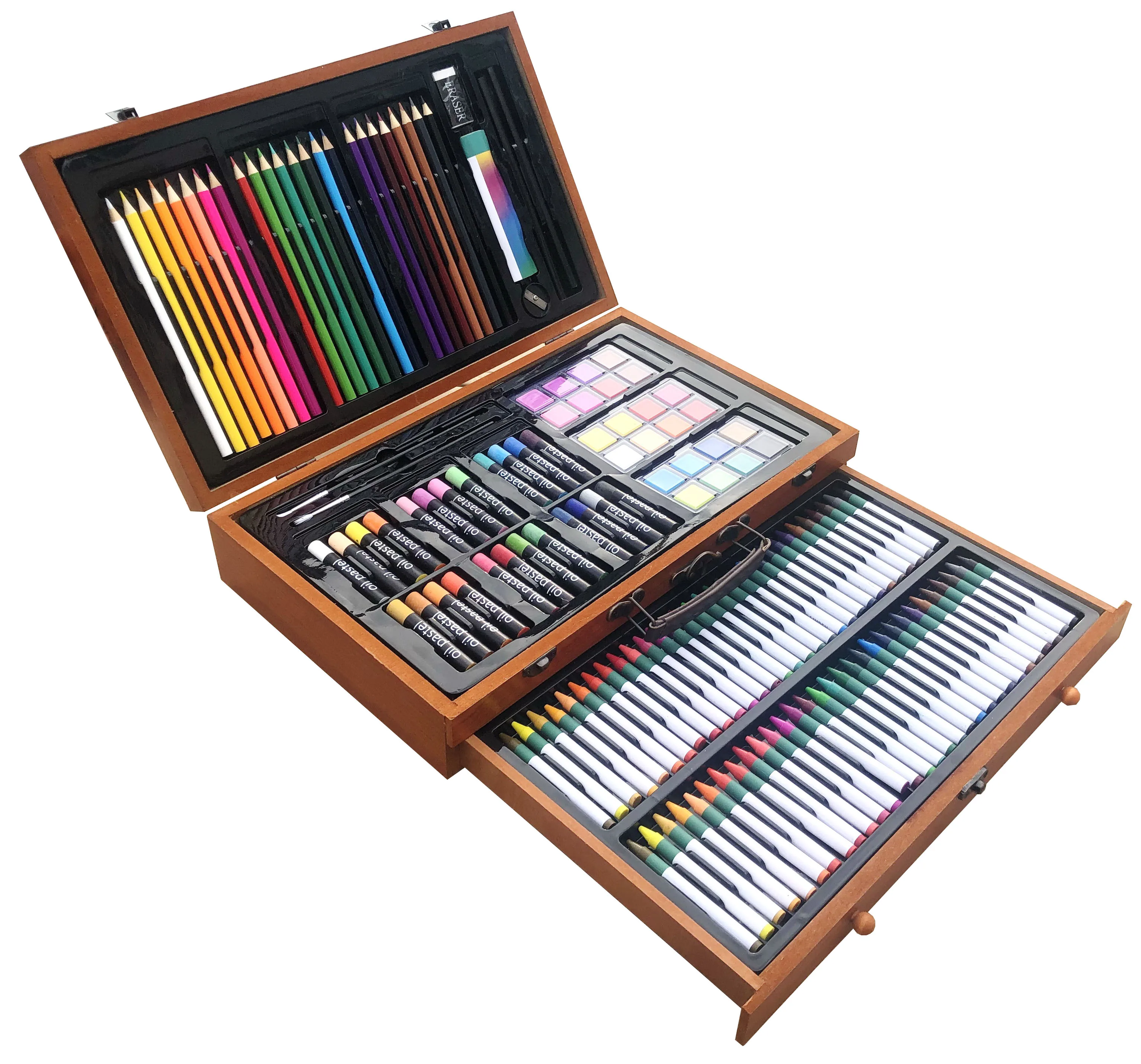 Amazon Hot Sale 142pcs Wooden Box Drawing Set for Drawing Gifts