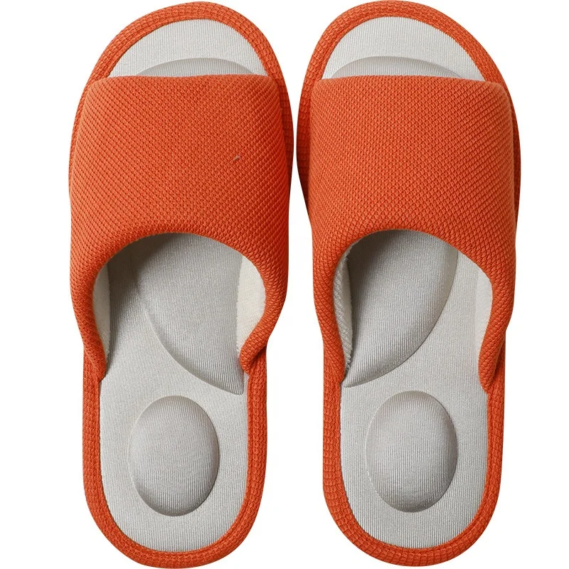 2023 New Linen Indoor Household  midsole  Slippers Non-slip Couple Massage Slippers Wholesale