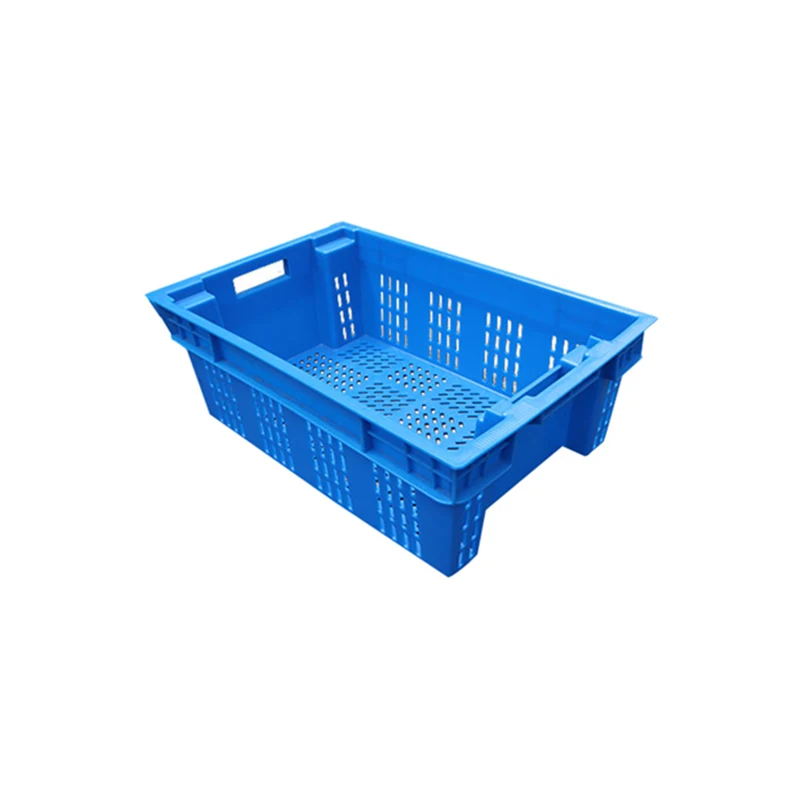 LK600-205 Heavy Duty Plastic Crate Foldable and Stackable Dislocation Box with Mesh and Solid Styles Basket Design for Storage