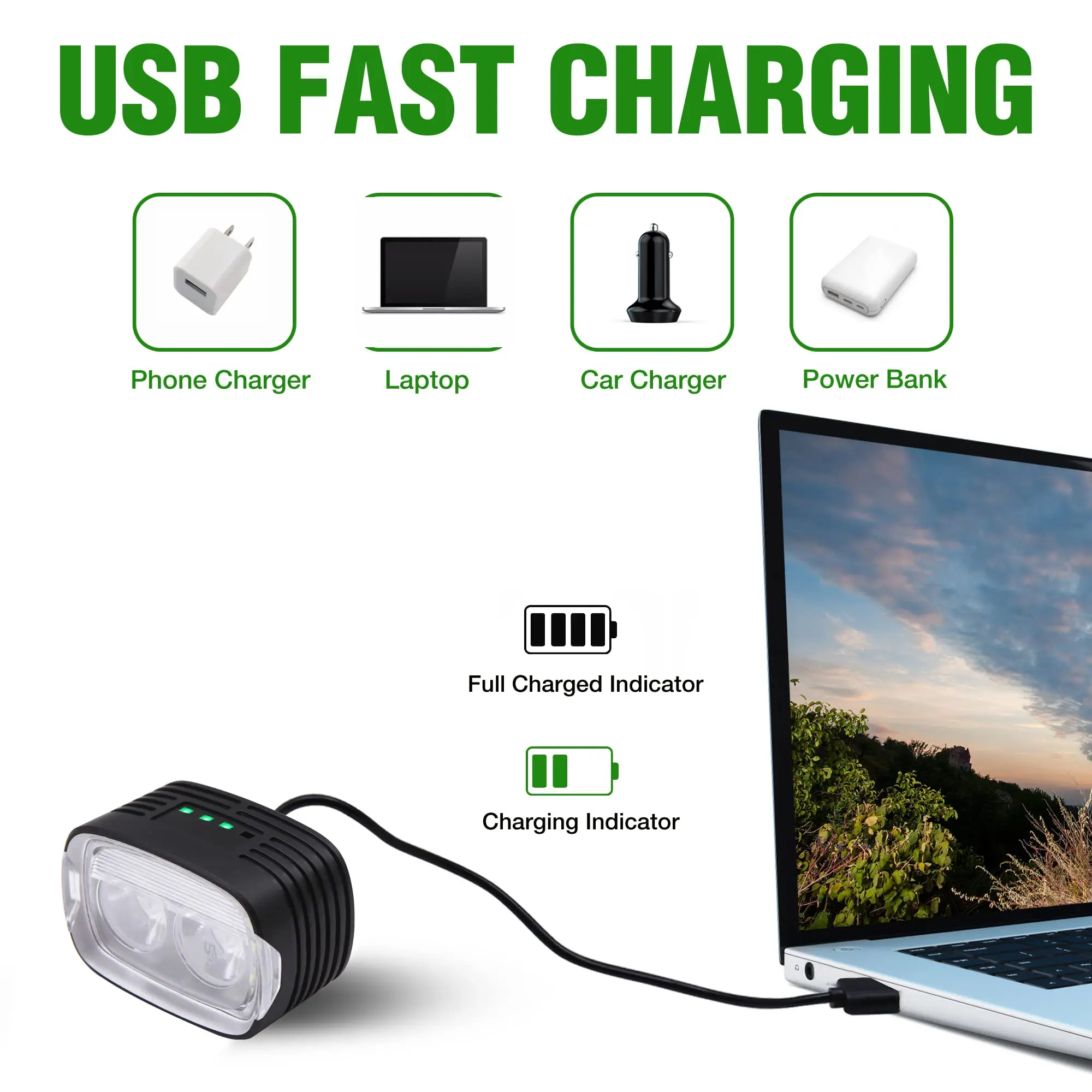 UMIONE Bicycle Light Emitting USB Rechargeable Headlight 350 Lumens Bike Accessories Light Emitting Diode Bike Front Flashlight