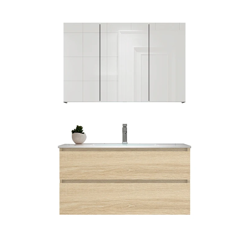 Best Price Plywood Vanities Modern Bathroom Cabinet Wood with LED Mirror