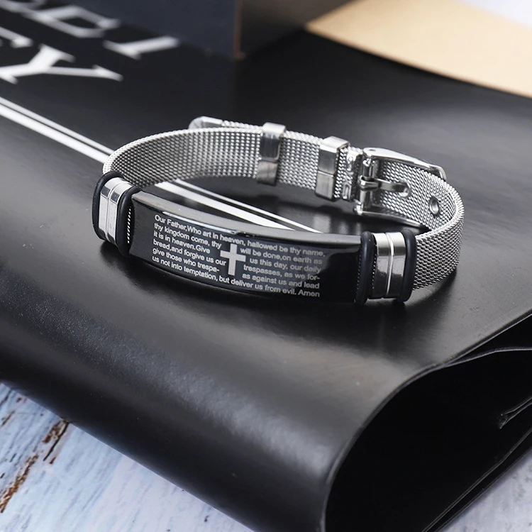 Stainless steel couple bracelet DIY jewelry titanium steel adjustable wide pendant bracelet