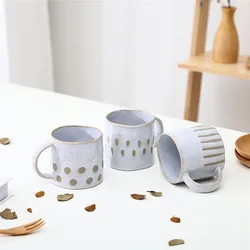 Wholesale exquisite ceramic mug stripe point relief hotel breakfast tea milk coffee porcelain mug with custom logo