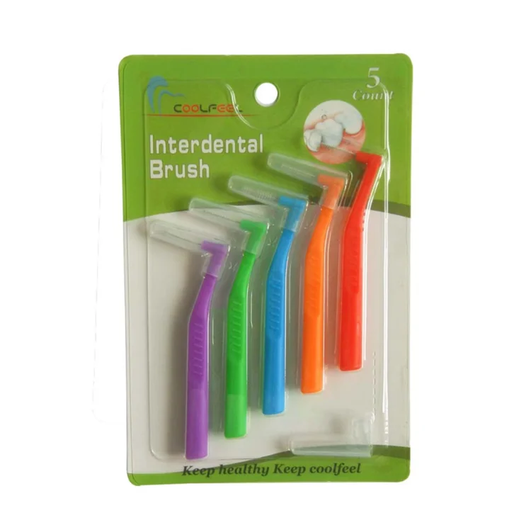 OEM Eco Friendly Biodegradable Nylon L Shape Interdental Brushes 4Pcs Pack