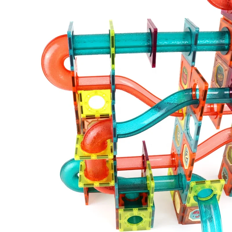 2024 Newest 108pcs 3D DIY Magnet Tiles Marble Runs Race Track with Balls Magnetic Building Blocks Toys for boys and girls Gift