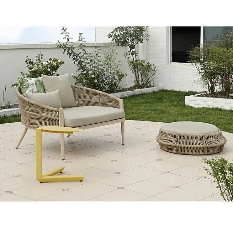 Waterproof Material Aluminum Frame PE Rope Sofa Chair Leisure Round Bed Patio Garden Sets Outdoor Furniture
