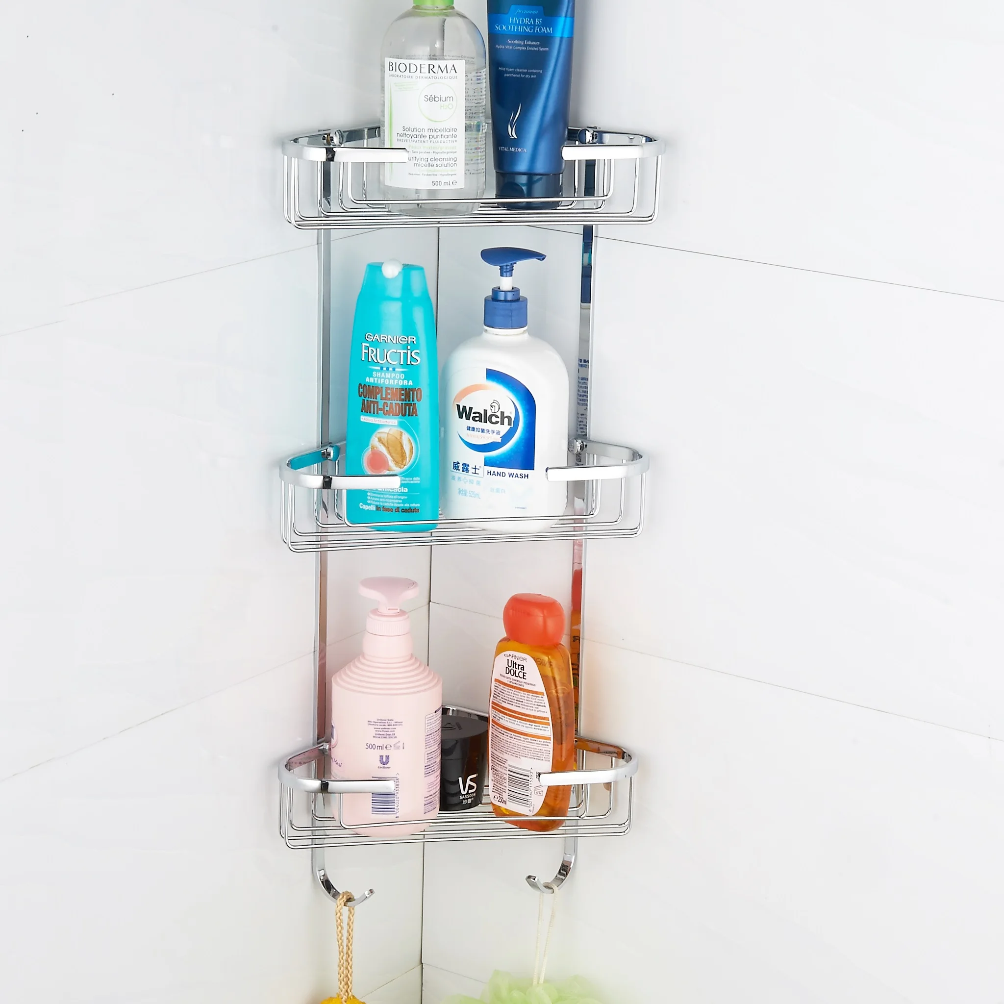 Triangle Bathroom Basket Shower Organizer Bath Shelf Rack Soap Container Corner Basket