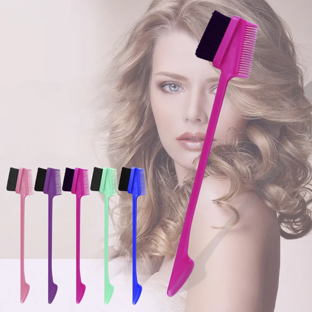 Hair Tools custom 3 in 1 Hair edge brush edge brush and comb double Eyebrow brush