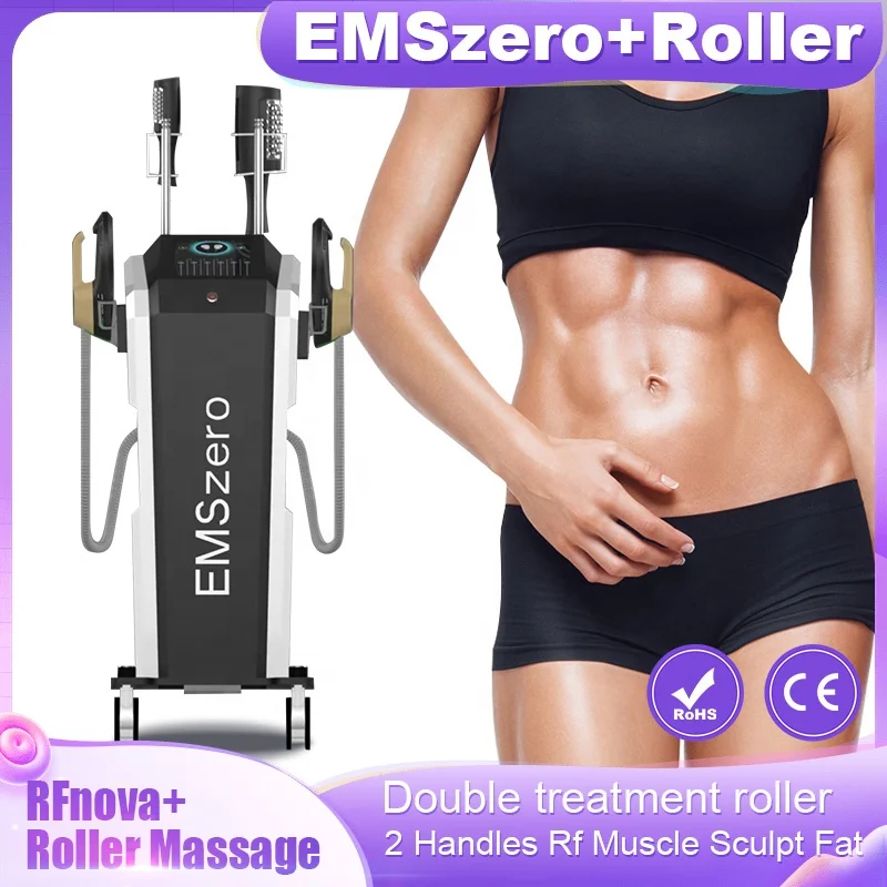 2023 Duozi factory 14 tesla 7000w ems RF body emszero 360 rotating roller massager Rfnova body slimming rubber rolling machine