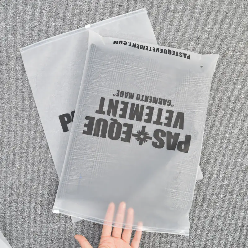 Wholesale Frosted Pe Slider Zipper Poly Bag Plastic T-shirt Zip Lock Custom Clothing Packaging Bag