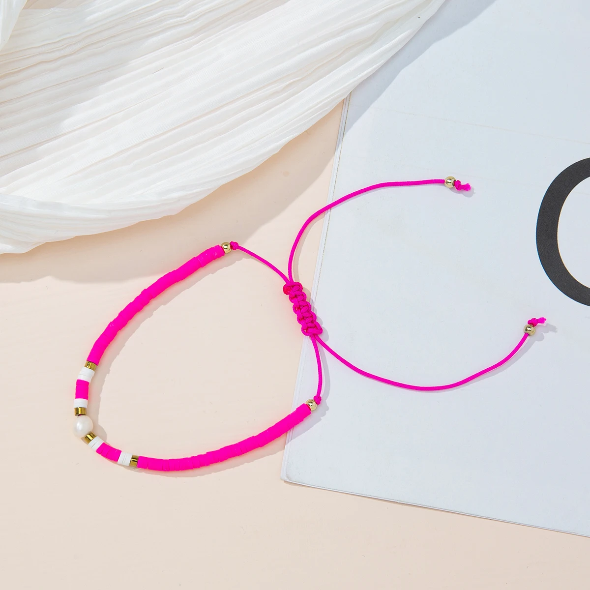 Candy color soft pottery pearl bracelet new adjustable braided string hand string girl and man boudoir hand accessories