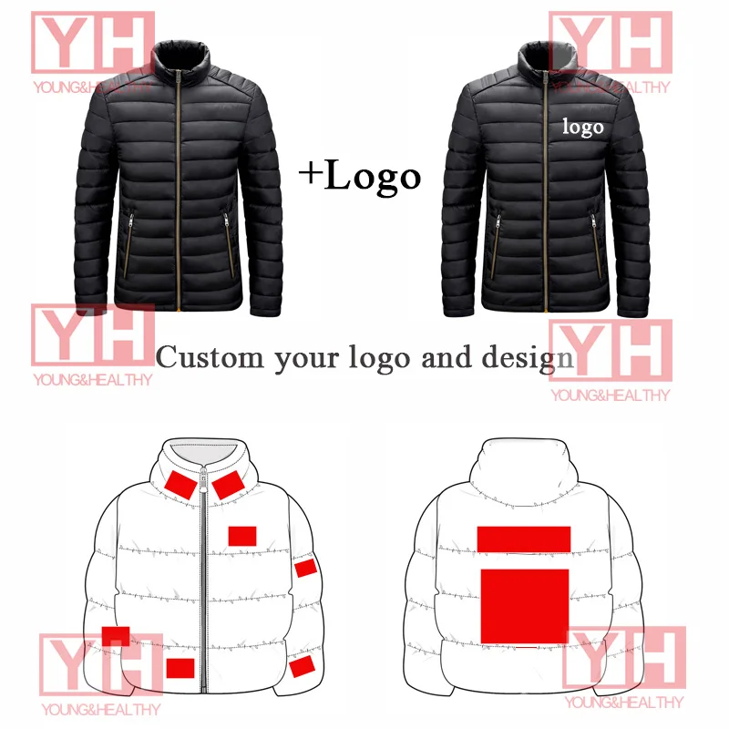 OEM Custom Winter Nylon Puffer Jacket Waterproof Thicken Pocket Bubble Down Coat Puffer Custom Mens Down Jacket With Zipper 2023