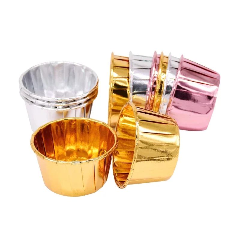 1000pcs Metallic Gold Foil PET Coated Easily Separate Souffle Muffin Baking Paper Cake Cup Cases Roll Mouth Cupcake Liner