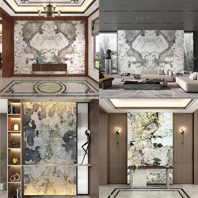 Polished Glazed Translucent Natural Pandora Marble Slab for Backlit Background Wall Kitchen Countertop Staircase Floor Table Top