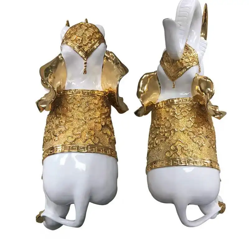 china resin craft figurine  family indoor silver golden fiberglass elephant statues sculpture