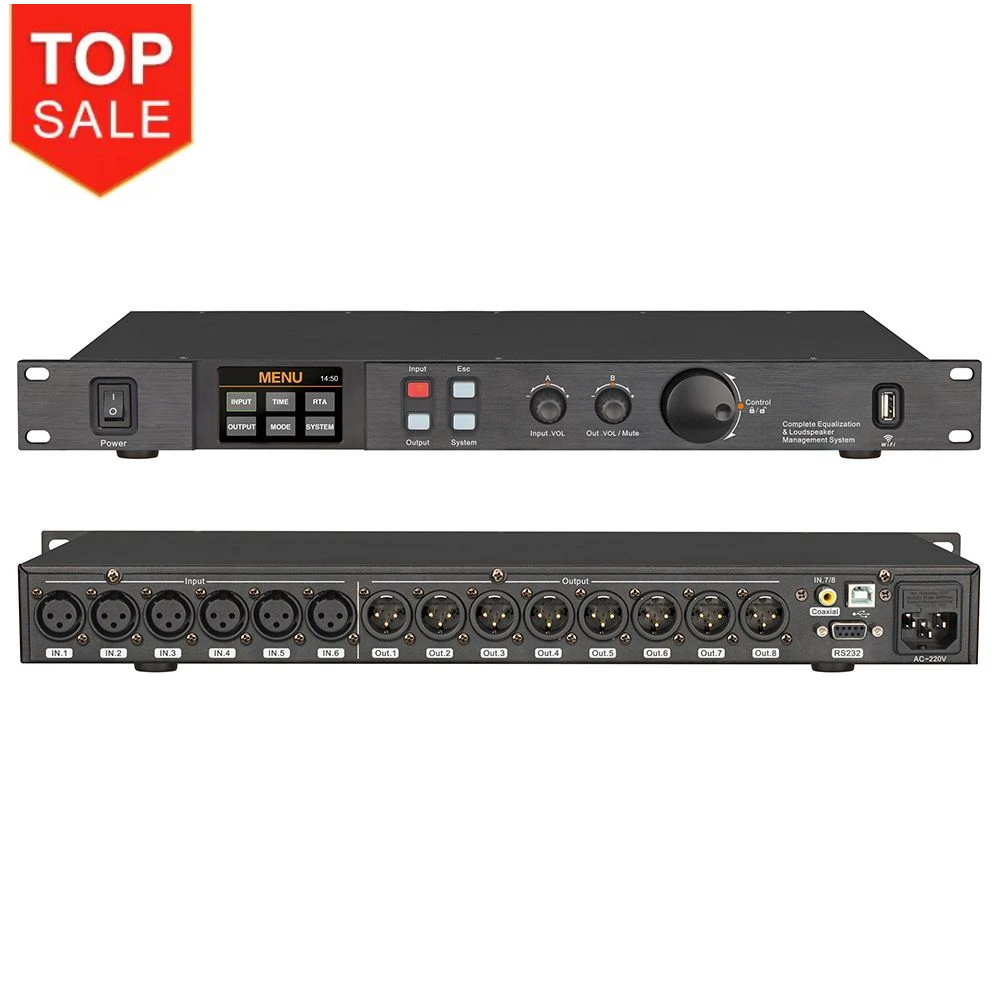 A808 Touchable Screen 8in 8out Line Array Digital Audio Processor Speaker Management System Audio Processor