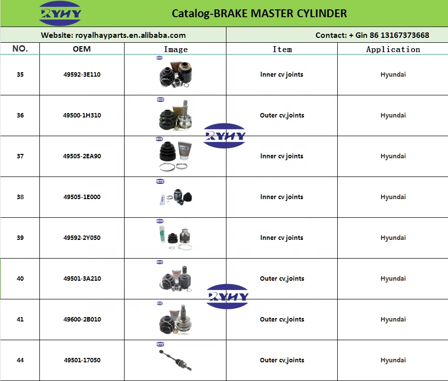 Заводская цена 49500-2B010 cv суставы для Hyundai SANTA FE