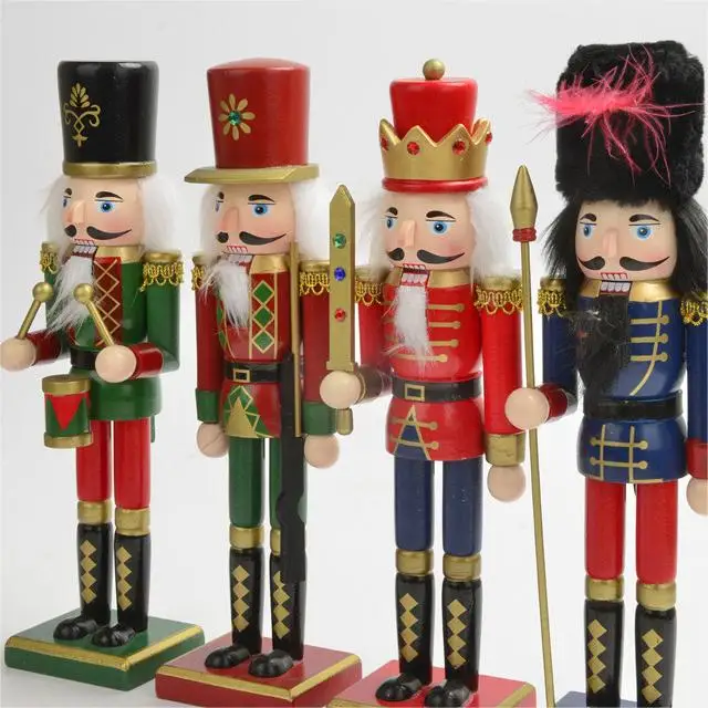 New Product Red Blue Green Hand Painted Puppet Wooden Toys Craft Ornaments Gifts Soldier Christmas Nutcracker