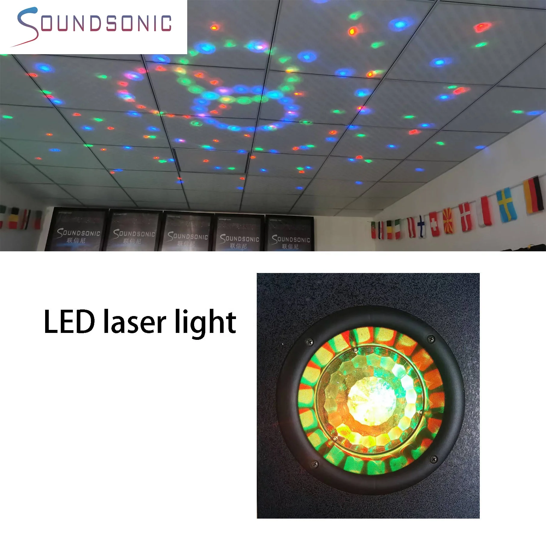 Hot sale big power 100W*2 stage speaker double 12 inch with  5 EQ active speaker with lamp ball